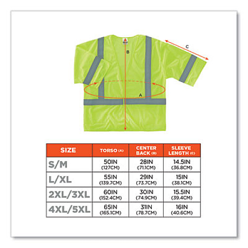 ergodyne GloWear 8310HL Class 3 Economy Hook and Loop Vest, Polyester, 4X-Large/5X-Large, Lime (22029)