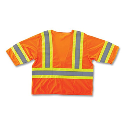 ergodyne GloWear 8330Z Class 3 Two-Tone Zipper Vest, Polyester, Largel/X-Large, Orange (22175)