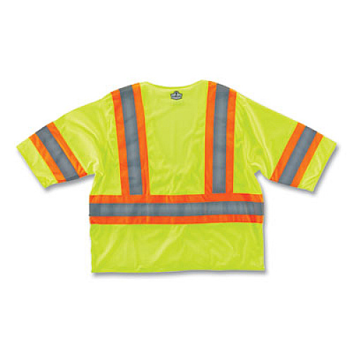 ergodyne GloWear 8330Z Class 3 Two-Tone Zipper Vest, Polyester, 4X-Large/5X-Large, Lime (22189)