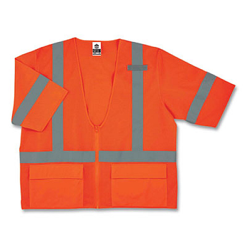 ergodyne GloWear 8320Z Class 3 Standard Zipper Vest, Polyester, Largel/X-Large, Orange (22115)