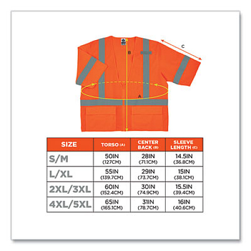 ergodyne GloWear 8320Z Class 3 Standard Zipper Vest, Polyester, Largel/X-Large, Orange (22115)