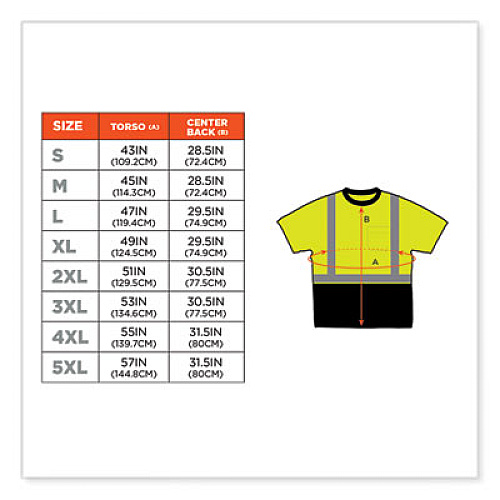 ergodyne GloWear 8289BK Class 2 Hi-Vis T-Shirt with Black Bottom, Medium, Lime (22503)