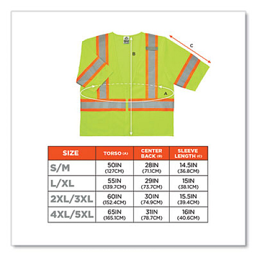 ergodyne GloWear 8330Z Class 3 Two-Tone Zipper Vest, Polyester, Small/Medium, Lime (22183)