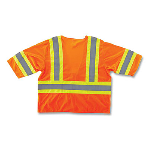 ergodyne GloWear 8330Z Class 3 Two-Tone Zipper Vest, Polyester, Small/Medium, Orange (22173)