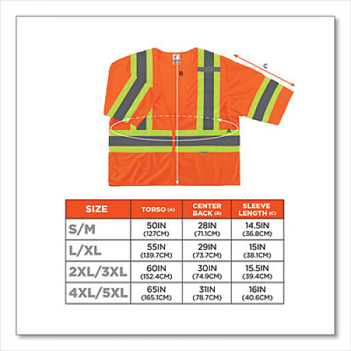 ergodyne GloWear 8330Z Class 3 Two-Tone Zipper Vest, Polyester, 2X-Large/3X-Large, Orange (22177)