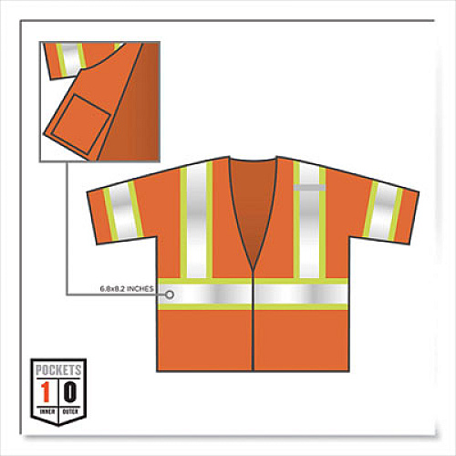 ergodyne GloWear 8330Z Class 3 Two-Tone Zipper Vest, Polyester, 2X-Large/3X-Large, Orange (22177)