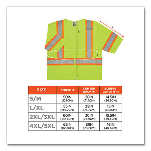 ergodyne GloWear 8330Z Class 3 Two-Tone Zipper Vest, Polyester, 4X-Large/5X-Large, Lime (22189)