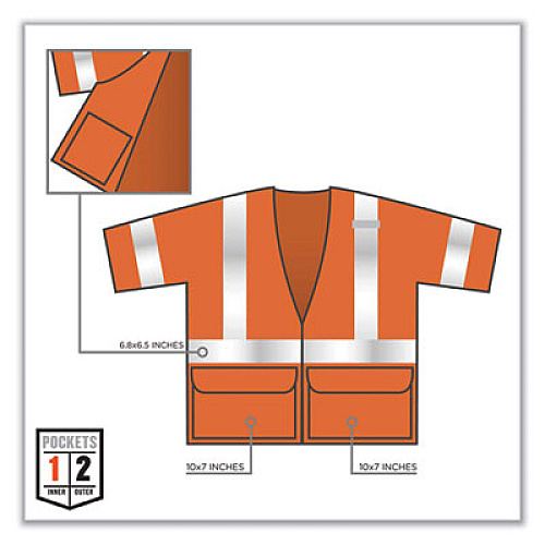 ergodyne GloWear 8320Z Class 3 Standard Zipper Vest, Polyester, 2X-Large/3X-Large, Orange (22117)