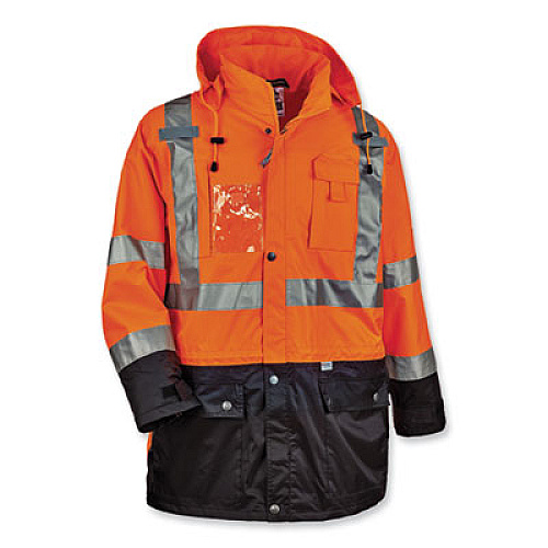 ergodyne GloWear 8386 Class 3 Hi-Vis Outer Shell Jacket, Polyester, Medium, Orange (25463)