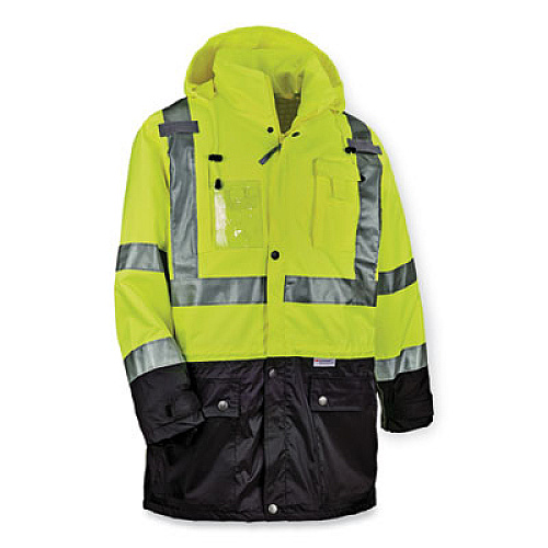 ergodyne GloWear 8386 Class 3 Hi-Vis Outer Shell Jacket, Polyester, Medium, Lime (25373)