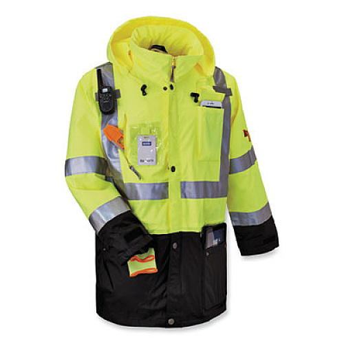 ergodyne GloWear 8386 Class 3 Hi-Vis Outer Shell Jacket, Polyester, Large, Lime (25374)
