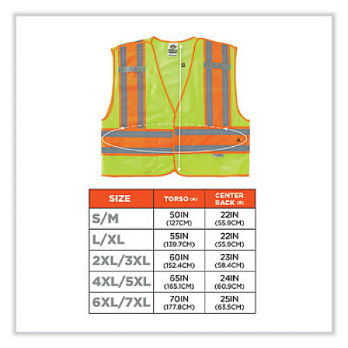 ergodyne GloWear 8245PSV Class 2 Public Safety Vest, Polyester, 2X-Large/3X-Large, Lime (23397)
