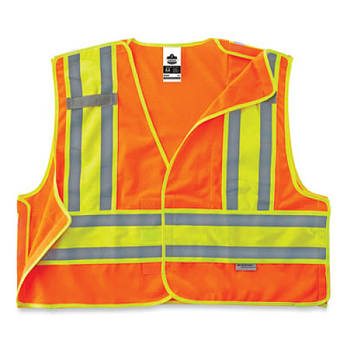 ergodyne GloWear 8245PSV Class 2 Public Safety Vest, Polyester, 6X-Large/7X-Large, Orange (23390)