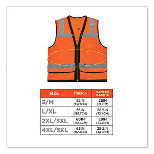 ergodyne GloWear 8253HDZ Class 2 Heavy-Duty Mesh Surveyors Vest, Polyester, Small/Medium, Orange (23313)