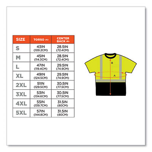 ergodyne GloWear 8280BK Class 2 Performance T-Shirt with Black Bottom, Polyester, 3X-Large, Lime (22537)