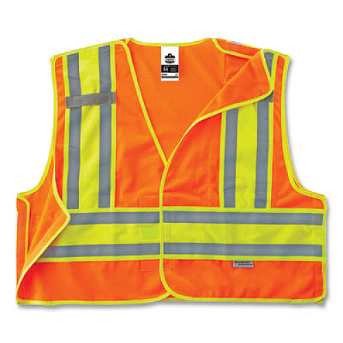 ergodyne GloWear 8245PSV Class 2 Public Safety Vest, Polyester, Large/X-Large, Orange (23385)