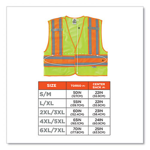 ergodyne GloWear 8245PSV Class 2 Public Safety Vest, Polyester, 4X-Large/5X-Large, Lime (23399)