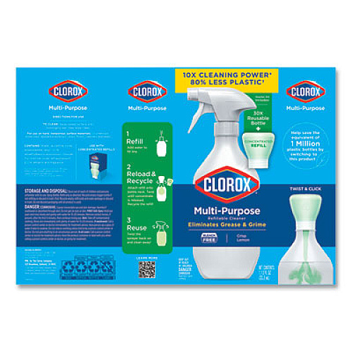 Clorox Multipurpose Degreaser Cleaner Refillable Starter Kit, Crisp Lemon Scent (60160)