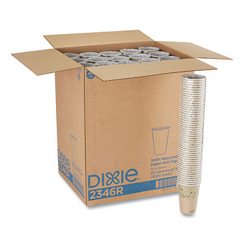 Dixie EcoSmart Recycled Hot/Cold Cups, 16 oz, Paper, Kraft/Green, 1,000/Carton (2346R)