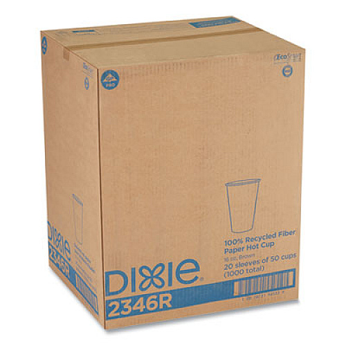 Dixie EcoSmart Recycled Hot/Cold Cups, 16 oz, Paper, Kraft/Green, 1,000/Carton (2346R)