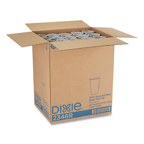 Dixie EcoSmart Recycled Hot/Cold Cups, 16 oz, Paper, Kraft/Green, 1,000/Carton (2346R)