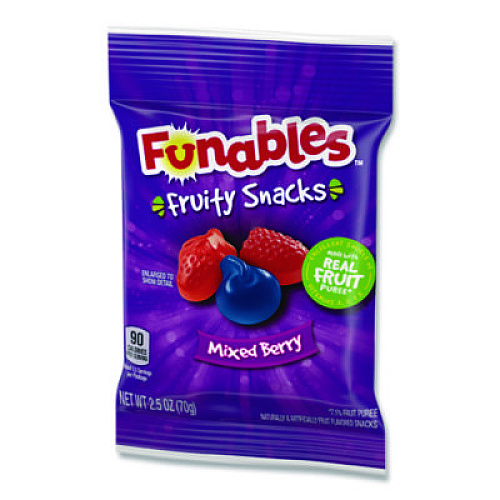 Ferrara Funables Fruity Snacks, Mixed Berry, 2.5 oz Bag, 48/Carton (05475)