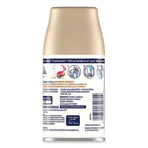 Glade Automatic Air Freshener, Cashmere Woods, 6.2 oz, 4/Carton (344757)