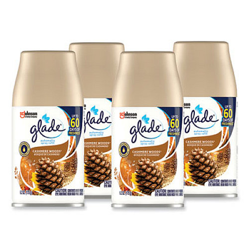 Glade Automatic Air Freshener, Cashmere Woods, 6.2 oz, 4/Carton (344757)