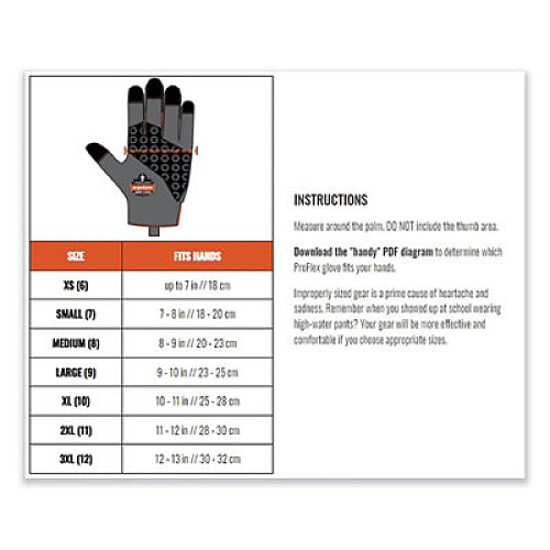 ergodyne ProFlex 860 Heavy Lifting Utility Gloves, EN388: 2101X, 10.25" Long, Medium, Black, Pair (17283)