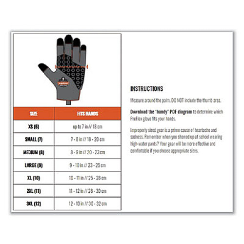 ergodyne ProFlex 910 Half-Finger Impact Gloves + Wrist Support, EN388: 1121X, 12.25" Long, Medium, Black, Pair (17713)