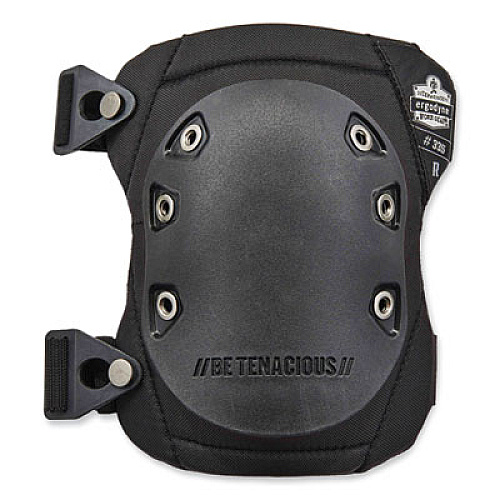 ergodyne ProFlex 335 Slip-Resistant Rubber Cap Knee Pads, Buckle Closure, One Size Fits Most, Black Cap, Pair (18335)