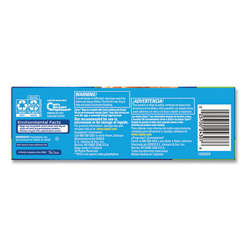 Ziploc Sandwich Seal Top Bags, XL Sandwich, 8" x 7", Clear, 30/Box (315880)