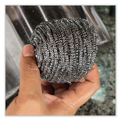 Boardwalk Stainless Steel Scrubber, 3.93 x 1.96, Silver, 72/Carton