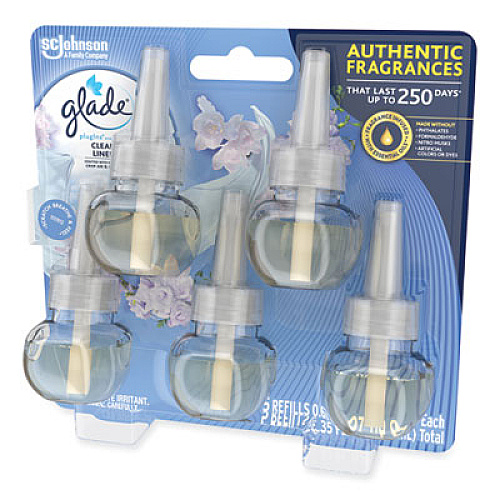Glade Plugins Scented Oil Refill, Clean Linen, 0.67 oz, 5/Pack (322829)