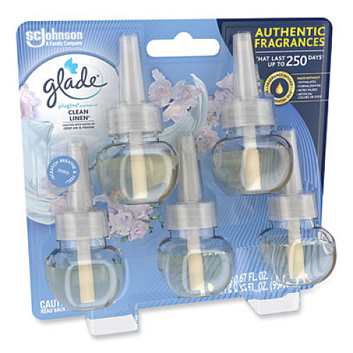 Glade Plugins Scented Oil Refill, Clean Linen, 0.67 oz, 5/Pack (322829)