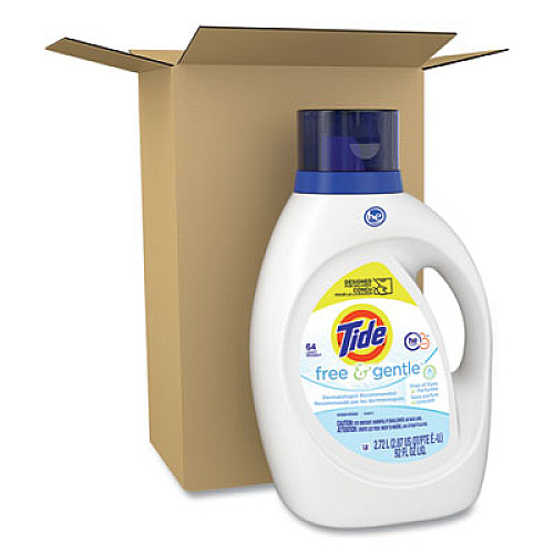 Tide Free and Gentle Liquid Laundry Detergent, HE Compatible, Unscented, 92 oz Bottle (48871)
