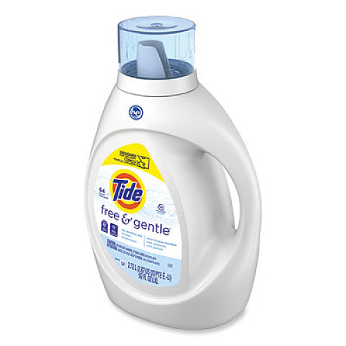 Tide Free and Gentle Liquid Laundry Detergent, HE Compatible, Unscented, 92 oz Bottle (48871)