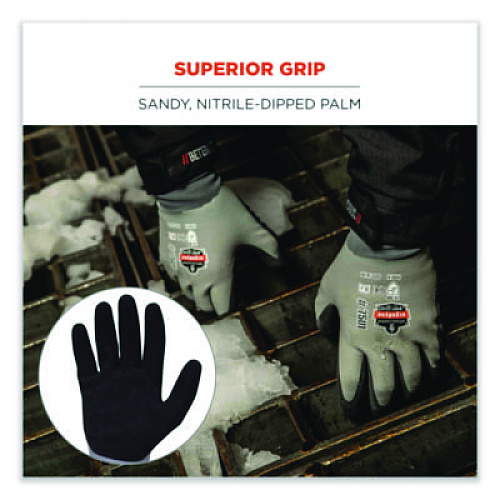 ergodyne ProFlex 7501 Coated Waterproof Winter Gloves, EN388: 2131X, 11" Long, XX-Large, Gray, Pair (17636)