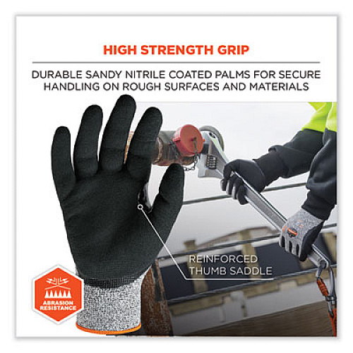 ergodyne ProFlex 7031-CASE ANSI A3 Nitrile-Coated CR Gloves, EN388: 4X42C, 10.5" Long, XX-Large, Gray, 144 Pairs/Carton (17886)