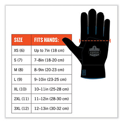 ergodyne ProFlex 7401-CASE Coated Lightweight Winter Gloves, EN388: 2131X, 11" Long, XX-Large, Orange, 144 Pairs/Carton (17896)