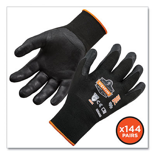 ergodyne ProFlex 7001-CASE Nitrile Coated Gloves, EN388: 4121X, 9.25" Long, XX-Large, Black, 144 Pairs/Carton (17856)