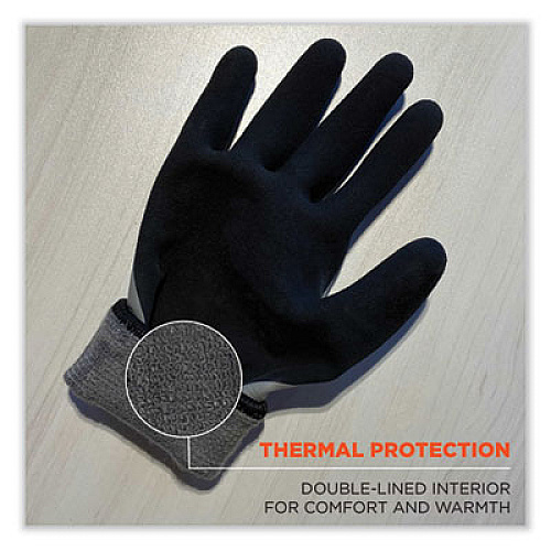 ergodyne ProFlex 7501-CASE Coated Waterproof Winter Gloves, EN388: 2131X, 11" Long, X-Large, Gray, 144 Pairs/Carton (17935)