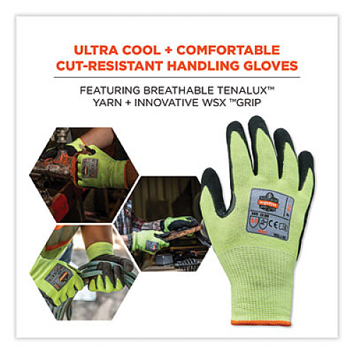 ergodyne ProFlex 7041-CASE ANSI A4 Nitrile Coated CR Gloves, EN388: 4X42D, 12" Long, XX-Large, Lime, 144 Pairs/Carton (17826)