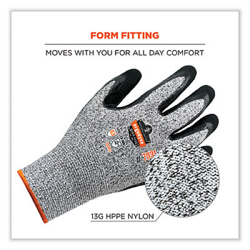 ergodyne ProFlex 7031-CASE ANSI A3 Nitrile-Coated CR Gloves, EN388: 4X42C, 10" Long, X-Large, Gray, 144 Pairs/Carton (17885)