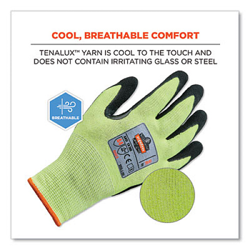 ergodyne ProFlex 7041 ANSI A4 Nitrile-Coated CR Gloves, EN388: 4X42D, 12" Long, XX-Large, Lime, Pair (17816)