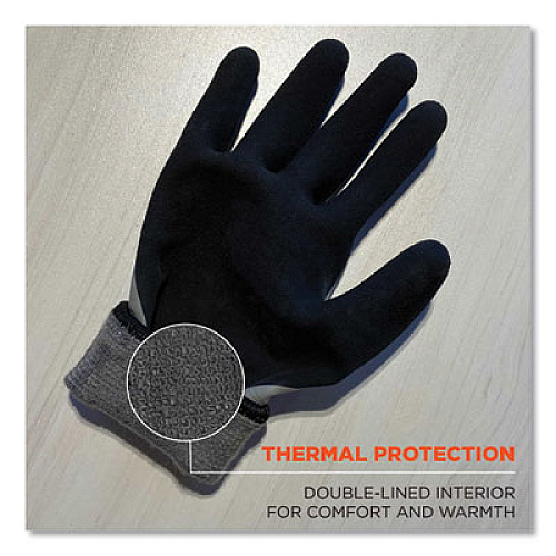 ergodyne ProFlex 7501-CASE Coated Waterproof Winter Gloves, EN388: 2131X, 10" Long, Medium, Gray, 144 Pairs/Carton (17933)
