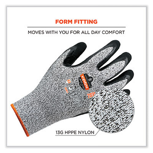 ergodyne ProFlex 7031-CASE ANSI A3 Nitrile-Coated CR Gloves, EN388: 4X42C, 9.5" Long, Small, Gray, 144 Pairs/Carton (17882)