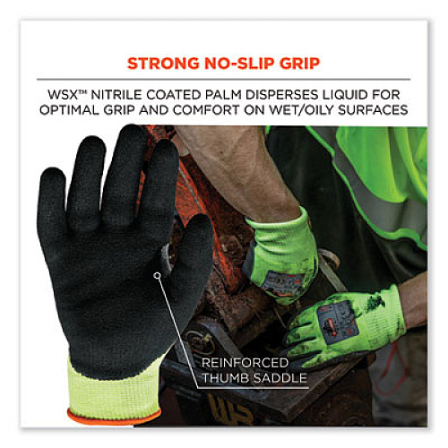 ergodyne ProFlex 7041-CASE ANSI A4 Nitrile Coated CR Gloves, EN388: 4X42D, 10" Long, Medium, Lime, 144 Pairs/Carton (17823)