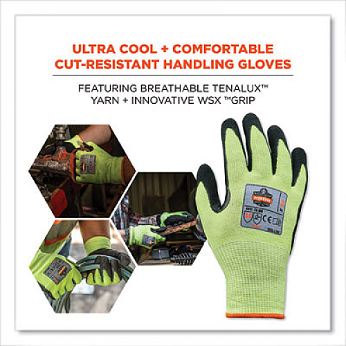 ergodyne ProFlex 7041-CASE ANSI A4 Nitrile Coated CR Gloves, EN388: 4X42D, 10" Long, Medium, Lime, 144 Pairs/Carton (17823)