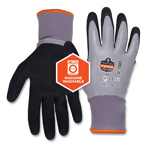 ergodyne ProFlex 7501-CASE Coated Waterproof Winter Gloves, EN388: 2131X, 10" Long, Medium, Gray, 144 Pairs/Carton (17933)
